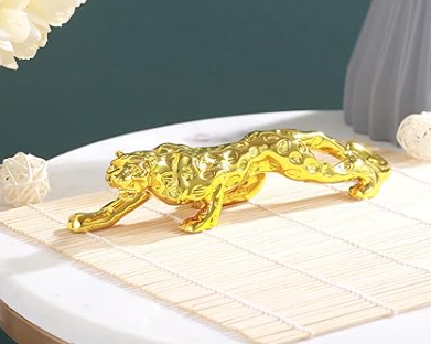 TIED RIBBONS Decorative Golden Panther Jaguar Leopard Sculpture