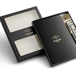 Parker Élan Executive Gift Set | Beta Premium Pen with Gold Finish Cap & A5 Premium Notebook |